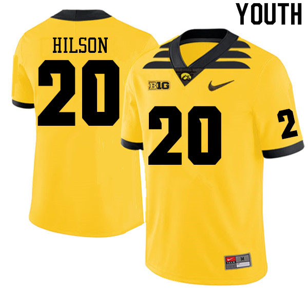 Youth #20 Deavin Hilson Iowa Hawkeyes College Football Jerseys Sale-Gold